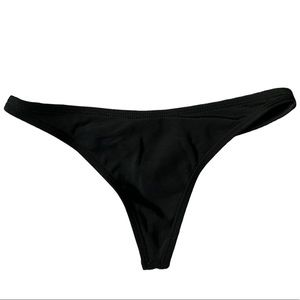 Solid Black Classic Thong Bikini Bottom Extra Small